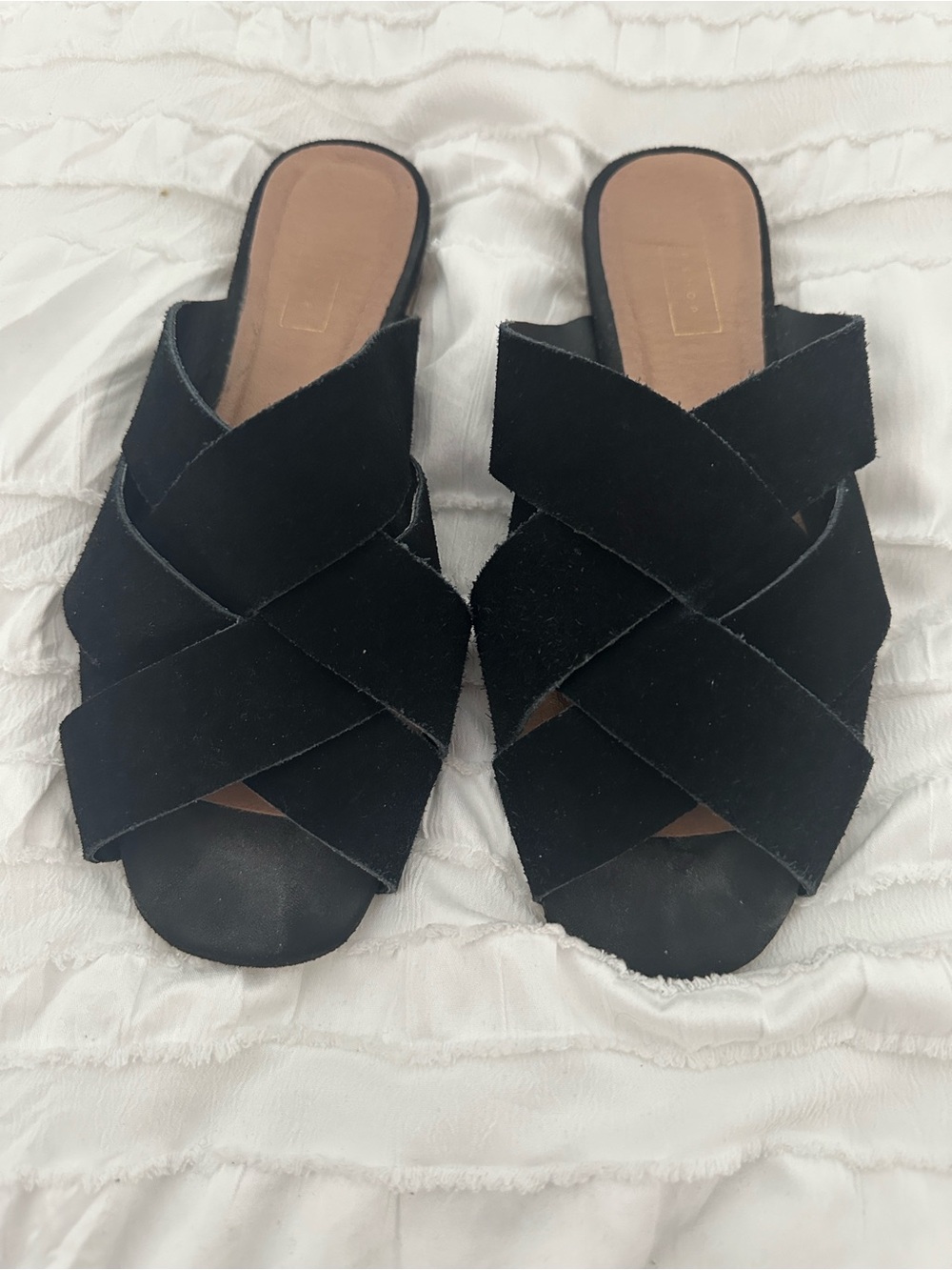 Top Shop Womens Black Crisscross Slide Sandals